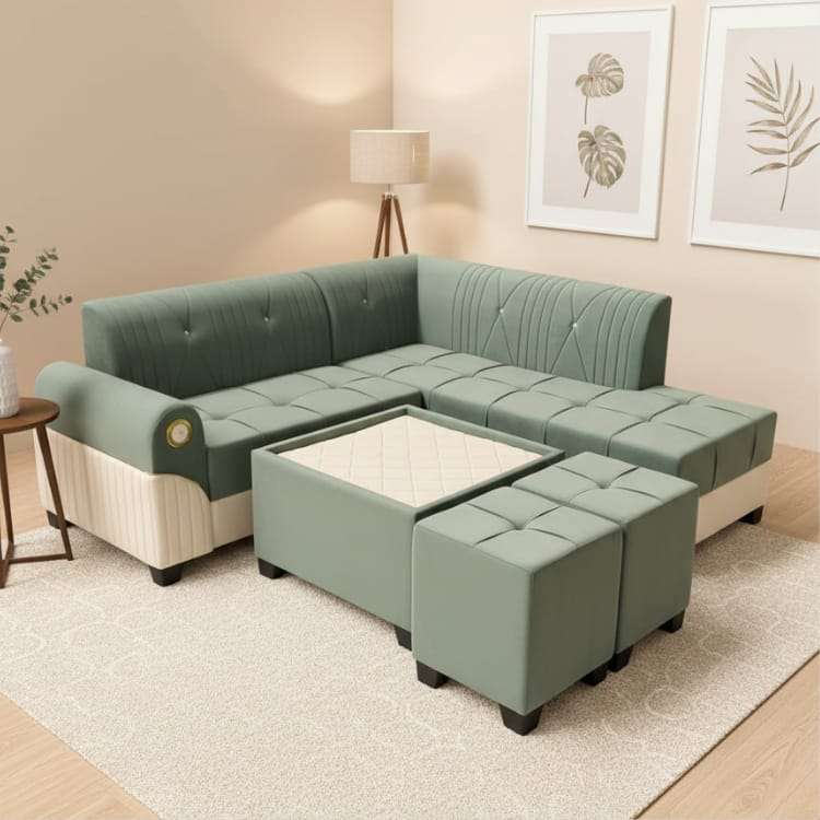 Mint Green and White Touch Sofa Set